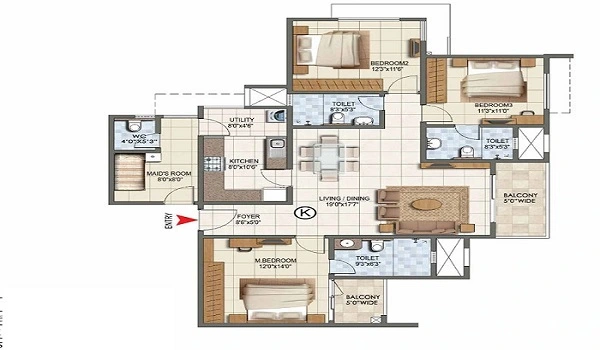 Featured Image of Prestige Spring Heights 3 BHK Apartment Floor Plan